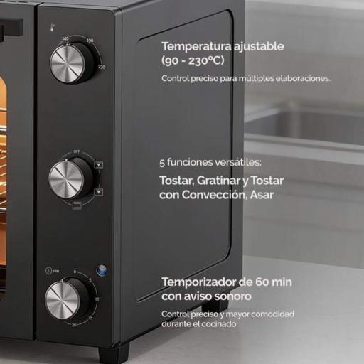 Horno de sobremesa Artica FLOWBAKE - 58L 2000W, Convección, Rotisserie, Temporizador [1]