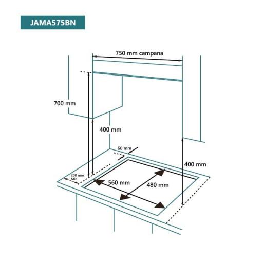 ENCIMERA GAS 75CM 5 FUEGOS JOHNSON JAMA575BN [1]