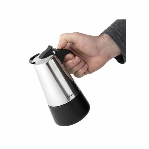 JATA HOGAR - Cafetera Italiana Inducción 4 Tazas Acero Inoxidable, Cafetera Moka Espresso para Todas las Cocinas, Fondo Full Induction, Asa Ergonómica, 200 ml [3]