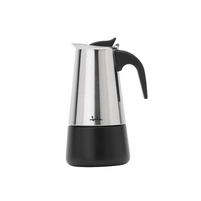 JATA HOGAR - Cafetera Italiana Inducción 9 Tazas Acero Inoxidable, Cafetera Moka Espresso para Todas las Cocinas, Fondo Full Induction, Asa Ergonómica, 500 ml