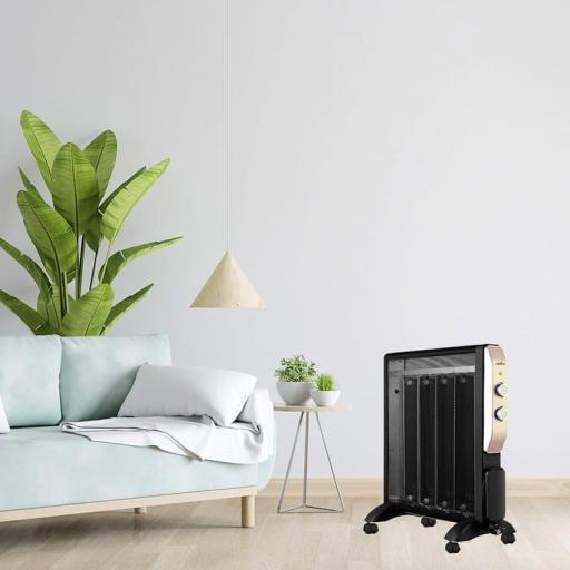 RADIADOR DE MICA ABRIGO 2000W 4ELEMENTOS NEGRO/ORO 2POTENCIAS ANTIVUELCO,LUZ... [1]