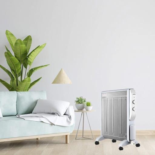 Radiador De Mica Abrigo 2000w 4elementos Blanco/plata 2potencias Antivuelco,luz Ind.termostato Reg.61,5x56x26,5 Cm [1]