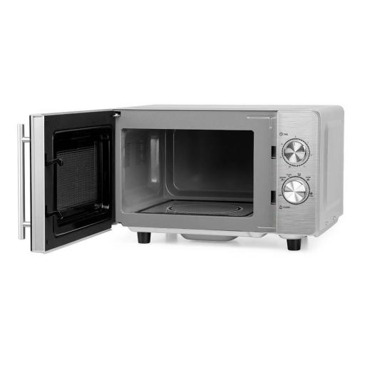  Microondas ORBEGOZO 20L 700w, Base ceramica, sin plato giratorio, Temporiz. 30 min. Frontal Inox, Funcion de descongelado [1]