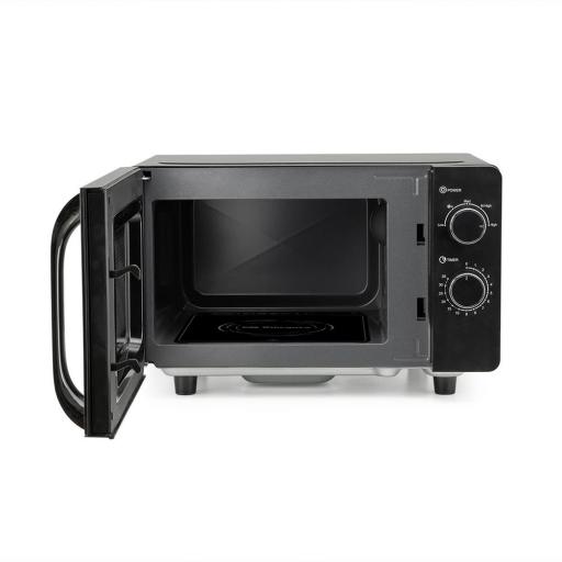 Microondas ORBEGOZO  20L 700W, NEGRO, Sin Plato, Interior ceramico, 5 niveles de potencia, Tecnologia Flatbed con base lisa de facil limpieza [1]