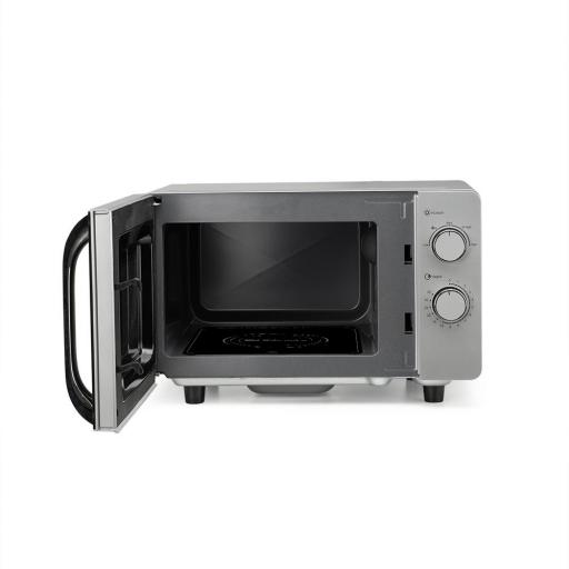 Microondas ORBEGOZO  20L 700W, Silver, Sin Plato, Interior ceramico, 5 niveles de potencia, Tecnologia Flatbed con base lisa de facil limpieza [1]