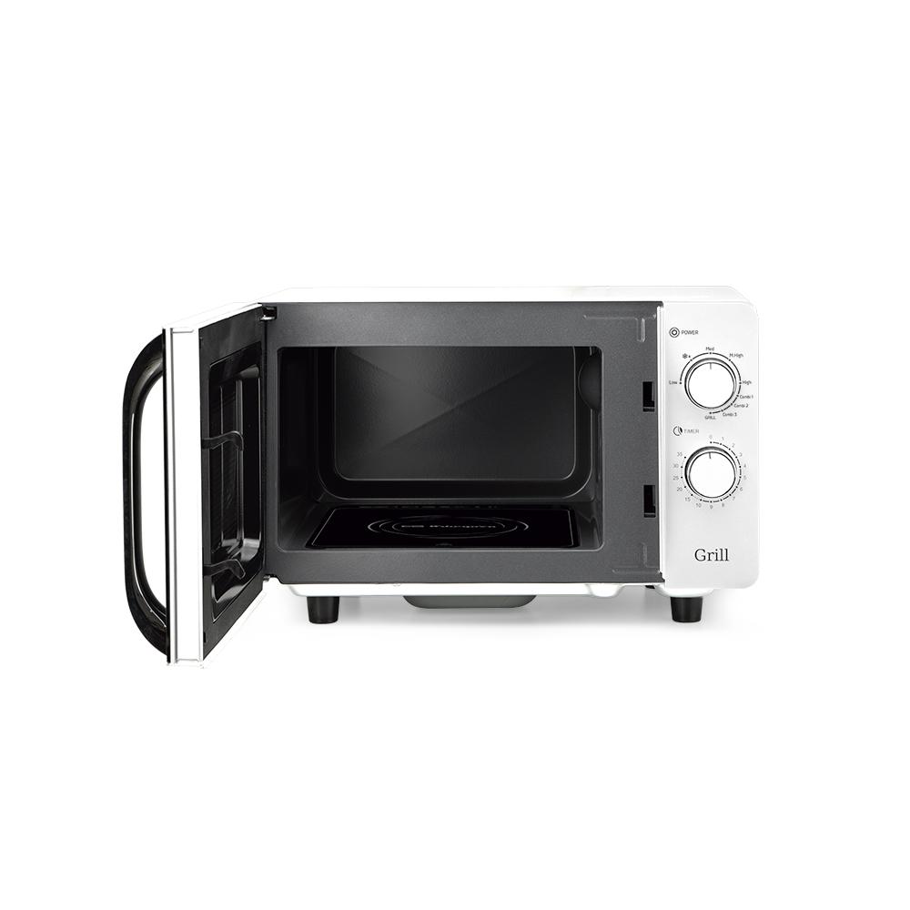 Microondas ORBEGOZO 20L 700W, Grill 800w, Sin Plato, Interior ceramico, 5 niveles de potencia, Tecnologia Flatbed con base lisa de facil limpieza