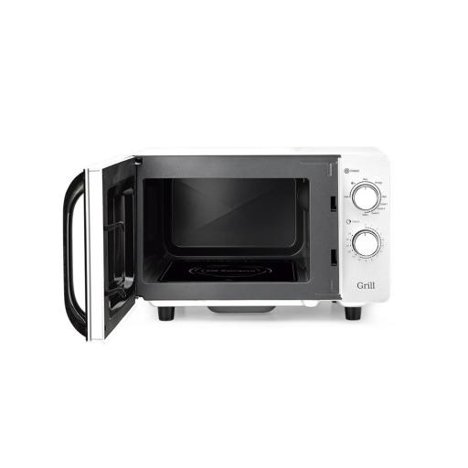 Microondas ORBEGOZO 20L 700W, Grill 800w, Sin Plato, Interior ceramico, 5 niveles de potencia, Tecnologia Flatbed con base lisa de facil limpieza