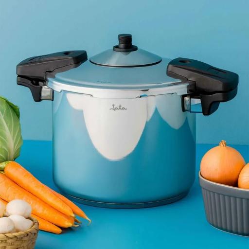 Jata - Olla a Presión Super Rápida 6 litros, Acero Inoxidable, Apta para todas Cocinas Incluida Inducción, Diámetro 22 cm