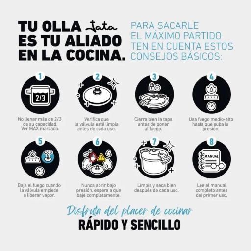 Jata - Olla a Presión Super Rápida 6 litros, Acero Inoxidable, Apta para todas Cocinas Incluida Inducción, Diámetro 22 cm [2]