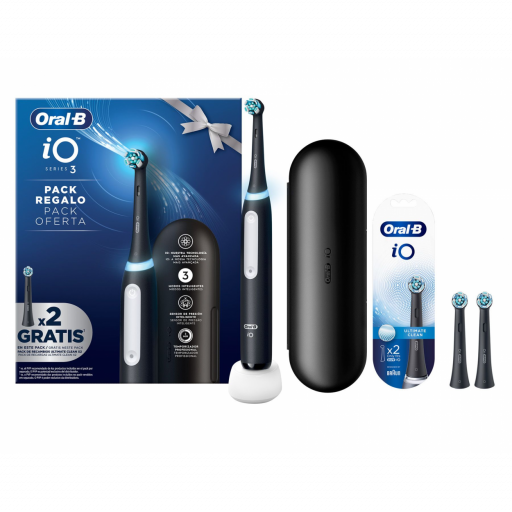  CEPILLO DENTAL ORAL-B IO3 + FUNDA + 2 CABEZALES NEGRO