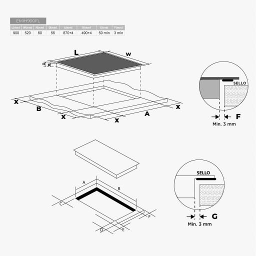 | Placa de inducción eas electric flexible 90cm de ancho | 3 zonas de inducción | 5 zonas independientes | detector de recipientes | Temporizador | Función Booster [1]