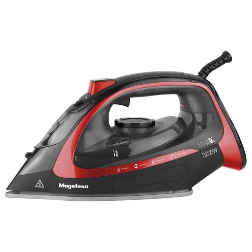 Plancha Megafesa - 3200 W, 238x122 mm, 300 ml, Cerámico, Negro, Rojo