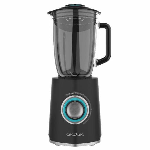  Batidora de vaso cecotec con acacados en acero inoxidable de 2000 W de maxima potencia, con cuchilla con recubrimiento de titanio negro y 1,5 L de capacidad. [1]