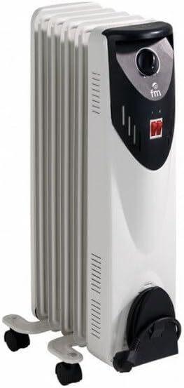 Radiador Aceite FM 1000 W, 5 Elementos, Termostato Seguridad, Recogecables