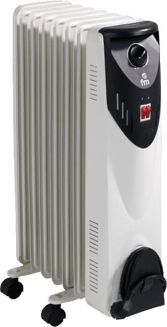 Radiador Aceite FM - 1500 W, 7 Elementos, Termostato Seguridad, Recogecables