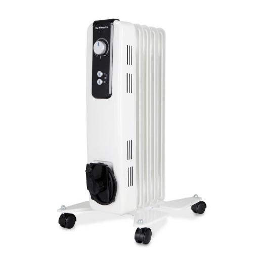 Radiador de aceite - ORBEGOZO 1000 W, 2 niveles de calor, 5 elementos, Blanco [0]