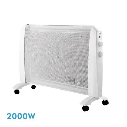 Radiador De Mica Abrigo 2000w 1elemento Blanco 2potencias Antivuelco,ruedas,termostato Reg.54x79x27cm