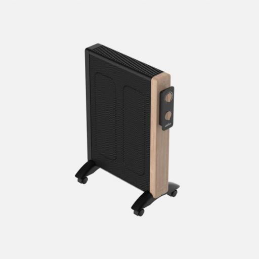 Radiador De Mica Badin 1500w Negro/madera 2pot Antivuelco 3elem.Termostato Reg.asa Y Ruedas 63x44x27cm