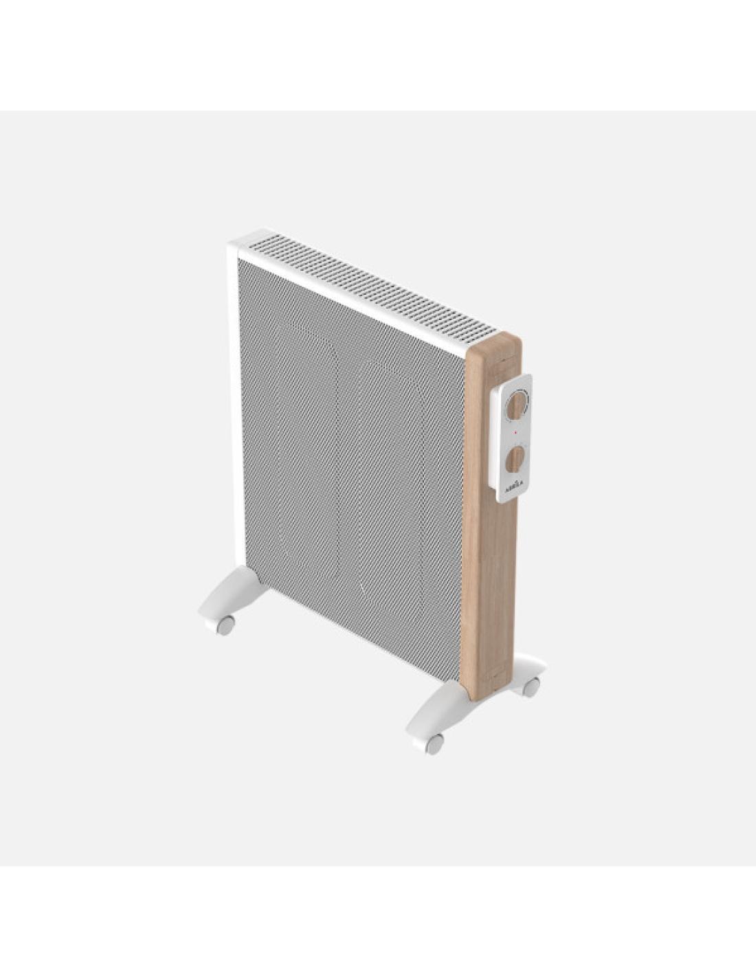 Radiador De Mica Badin 2000w Blanco/madera 2pot Antivuelco 4elem. Termostato Reg.asa Y Ruedas 63x53x27cm