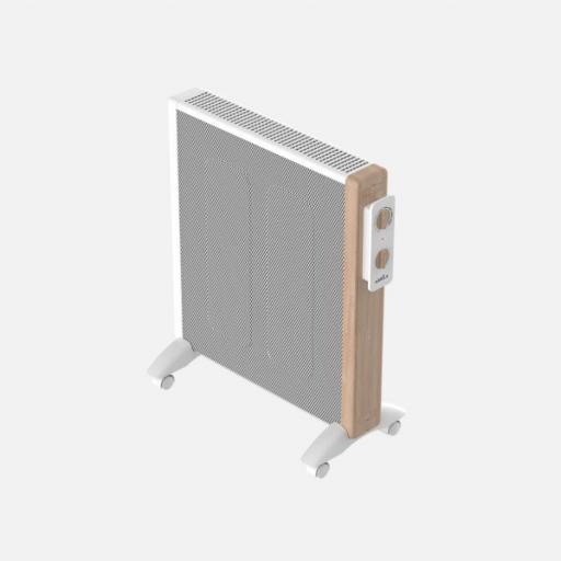 Radiador De Mica Badin 2000w Blanco/madera 2pot Antivuelco 4elem. Termostato Reg.asa Y Ruedas 63x53x27cm