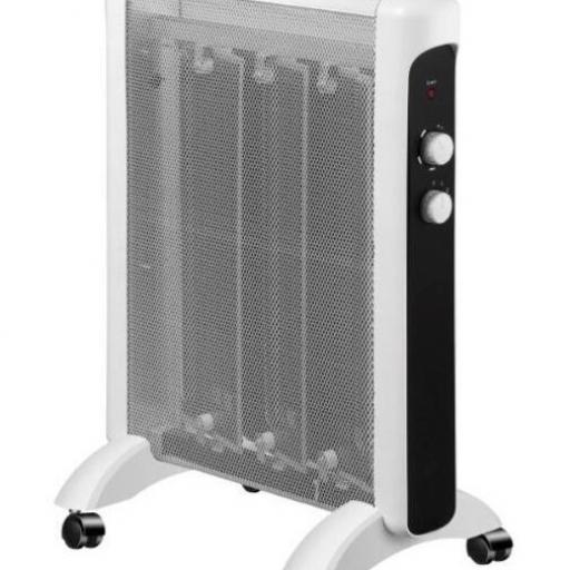 Radiador de mica Artica ARM2415 - 1500 W, Ruedas antivuelco, Termostato regulable, Blanco y negro