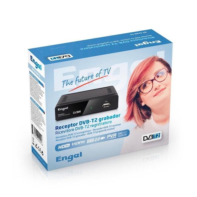 TDT ENGEL - DVB-T2 HD, Grabador HDMI, USB 2.0, H.264, Negro