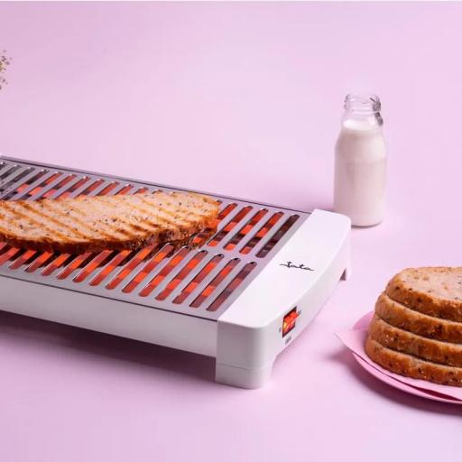  Tostadora Horizontal  JATA 1000 W con Parrilla XXL 35x25 cm, 5 Resistencias de Cuarzo, 3 Niveles de Potencia, Acero Inoxidable, Bandeja Recogemigas [2]