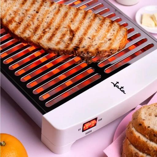  Tostadora Horizontal  JATA 1000 W con Parrilla XXL 35x25 cm, 5 Resistencias de Cuarzo, 3 Niveles de Potencia, Acero Inoxidable, Bandeja Recogemigas [1]