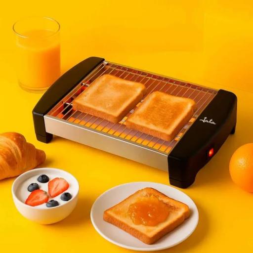 JATA - Tostadora Horizontal 400 W con Barras de Cuarzo, Tostador Plano de Gran Superficie, Laterales Acero Inoxidable, Bandeja Recogemigas Extraíble [3]