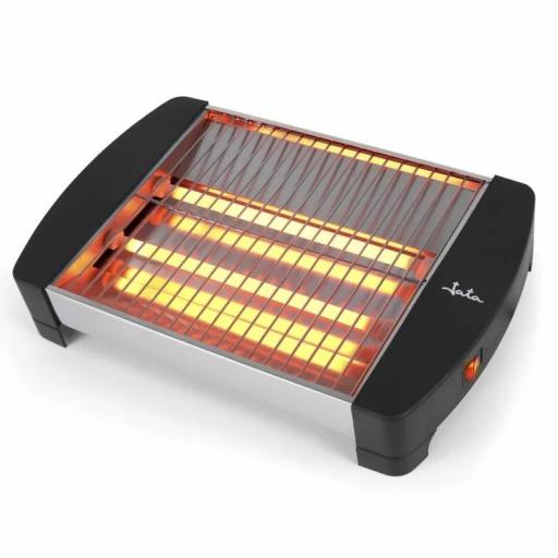 JATA - Tostadora Horizontal 400 W con Barras de Cuarzo, Tostador Plano de Gran Superficie, Laterales Acero Inoxidable, Bandeja Recogemigas Extraíble [2]