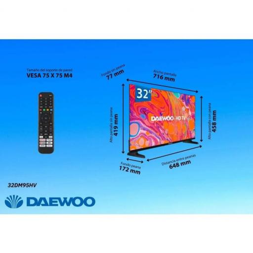 TV Daewoo 32" LED  - HD, Smart TV, HDMI 2.1, Dolby Audio 8 W, HDR10 [2]