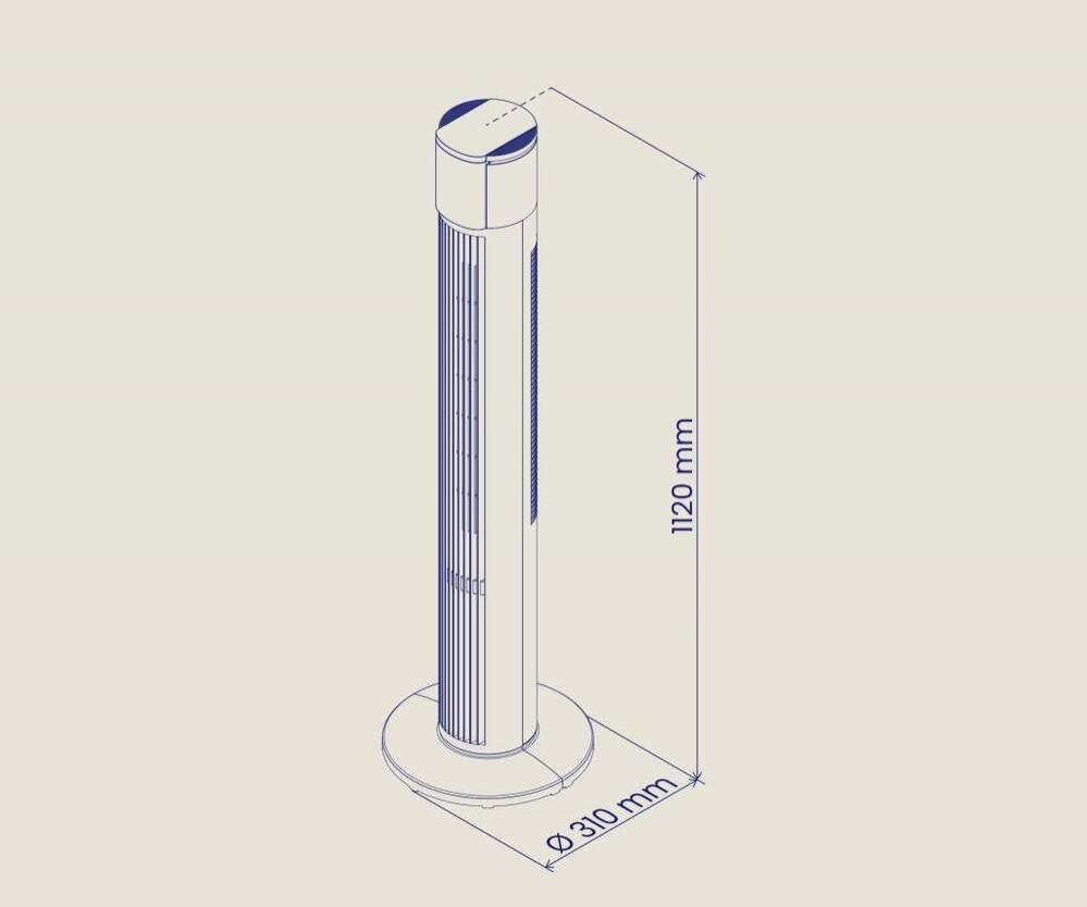Ventilador torre Artica - 45W, 112 cm, 3 Velocidades, Temporizador, Oscilante