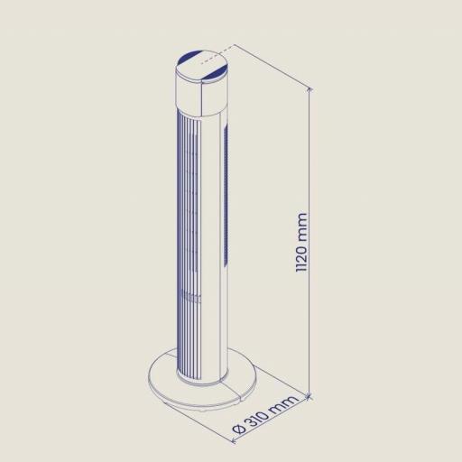 Ventilador torre Artica - 45W, 112 cm, 3 Velocidades, Temporizador, Oscilante