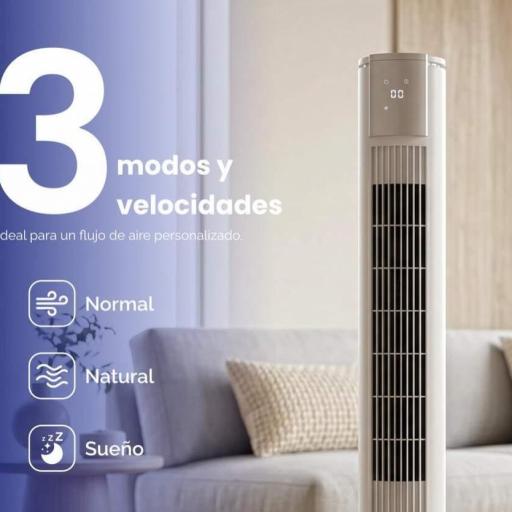 Ventilador torre Artica - 45W, 112 cm, 3 Velocidades, Temporizador, Oscilante [1]