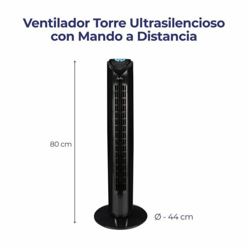 Ventilador Torre Jata JVVT3042 - 82 cm, 45 W, Temporizador, Mando a distancia, Negro [0]