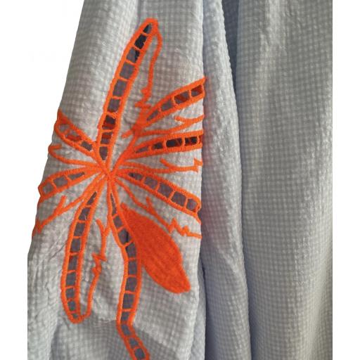 CAMISA CUADROS AZUL BORDADO PALMERA NARANJA [1]
