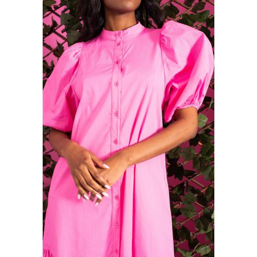 	VESTIDO ALGODÓN MANGA ABULLONADA FUCSIA [2]