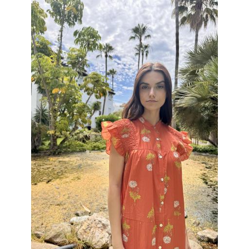 VESTIDO LUCCA FLOR NARANJA