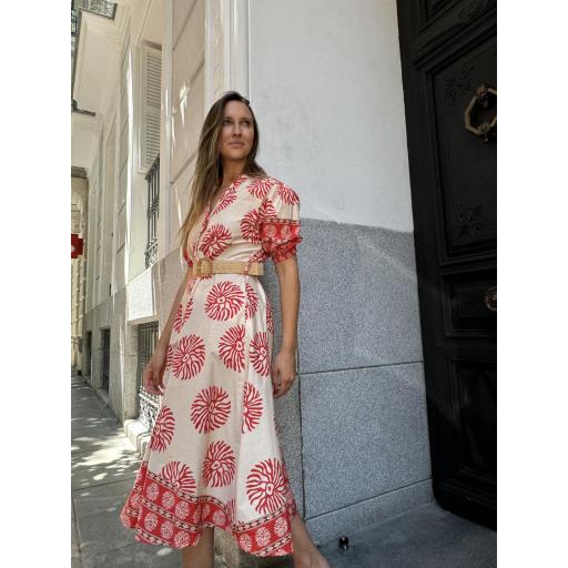 VESTIDO CAMISERO FLOR ROJO [1]