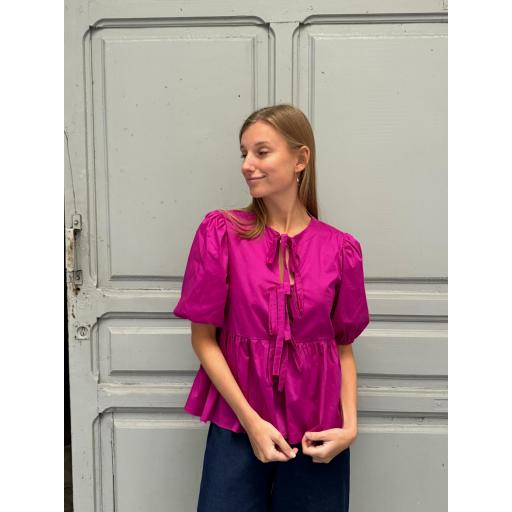 CAMISA LAZOS BUGANVILLA MANGA ABULLONADA  [0]