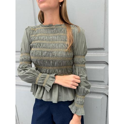 BLUSA NIDO DE ABEJA VERDE CAQUI [1]