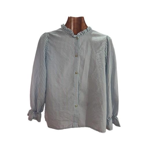 CAMISA PUÑO RAYAS AZUL