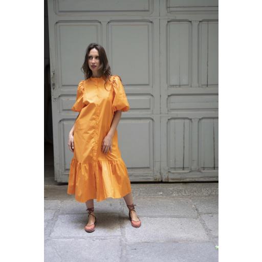 VESTIDO MANDARINA MANGA ABULLONADA [0]