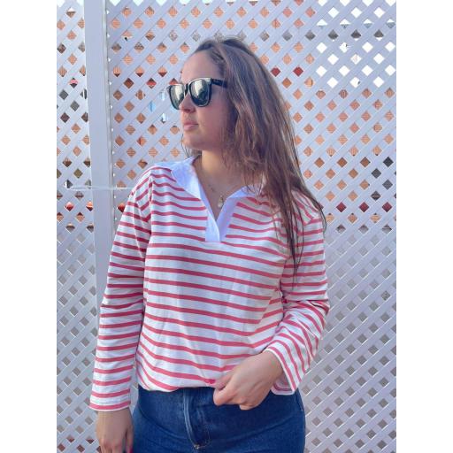 CAMISETA POLERA RAYAS CORAL [0]