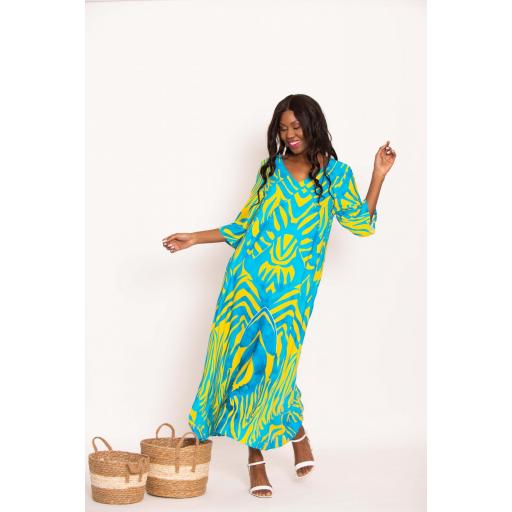 	VESTIDO TIGRE TURQUESA + AMARILLO [1]