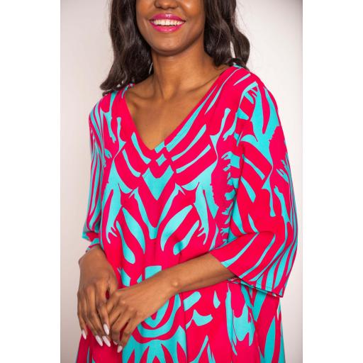 	VESTIDO TIGRE TURQUESA + FUCSIA [0]
