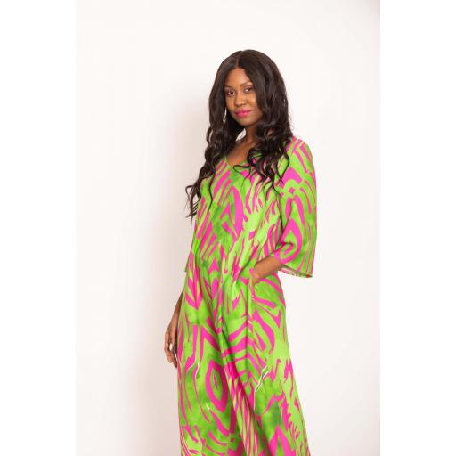 	VESTIDO TIGRE PISTACHO + FUCSIA [2]