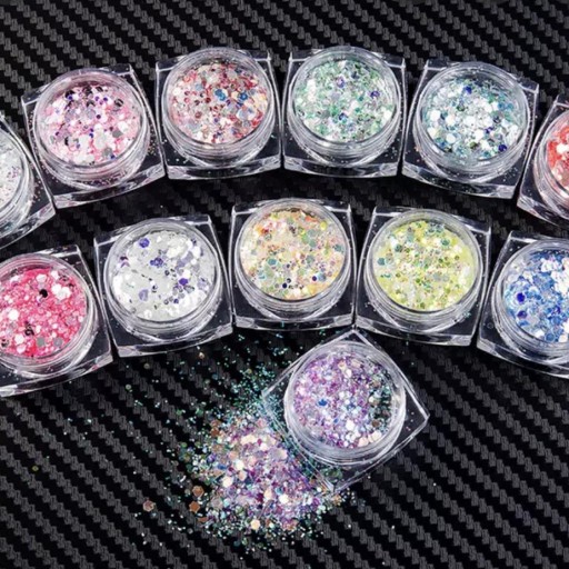 Purpurina, exágonos, glitter 12ud [0]