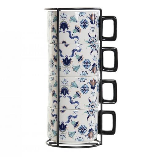 SET TAZAS CAFÉ - TONOS AZULES FLORES  [0]