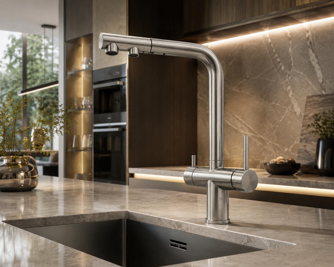 403689INOX Monomando Cocina Osmosis Extraible Inox